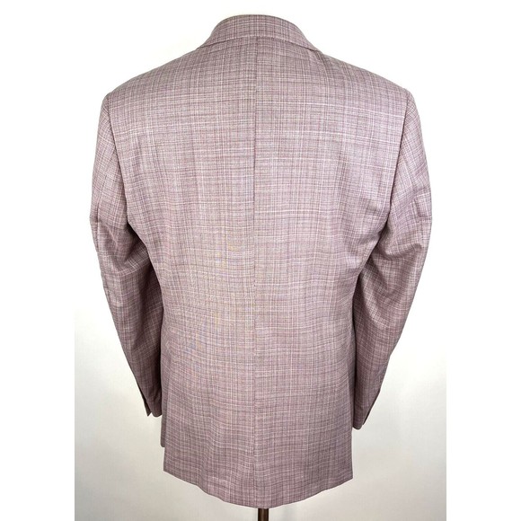 S. Cohen Custom Lanificio di Pray Wool Sport Coat Blazer Plaid Red Mens 44T - Picture 5 of 14